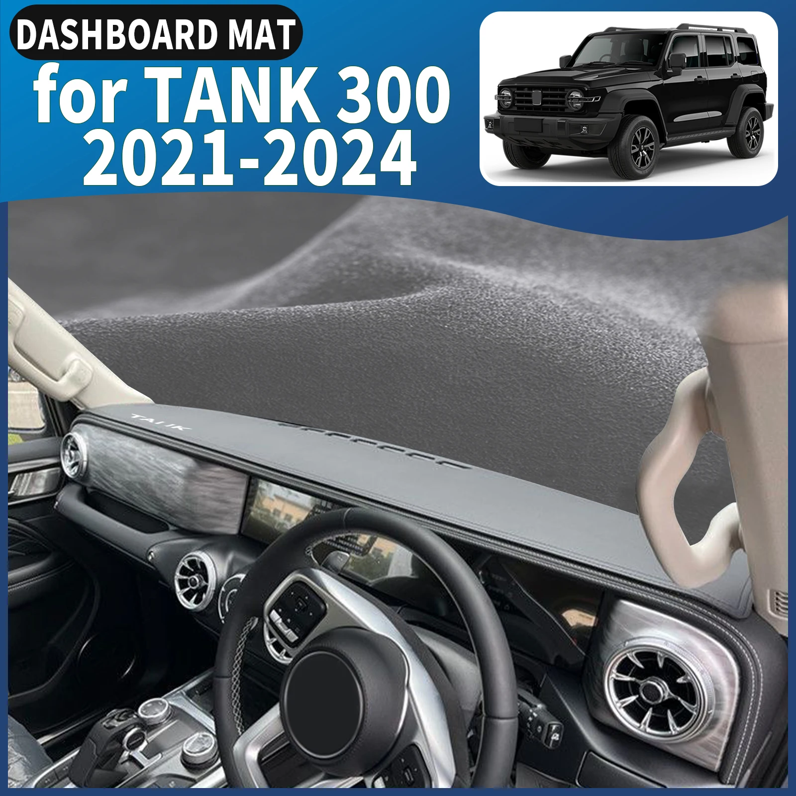 

fit for GWM TANK 300 2021 2022-2024 WIHTE LOGO Dashmat Dashboard Cover Pad DashMat Sunshade Car Accessories Protective Carpet