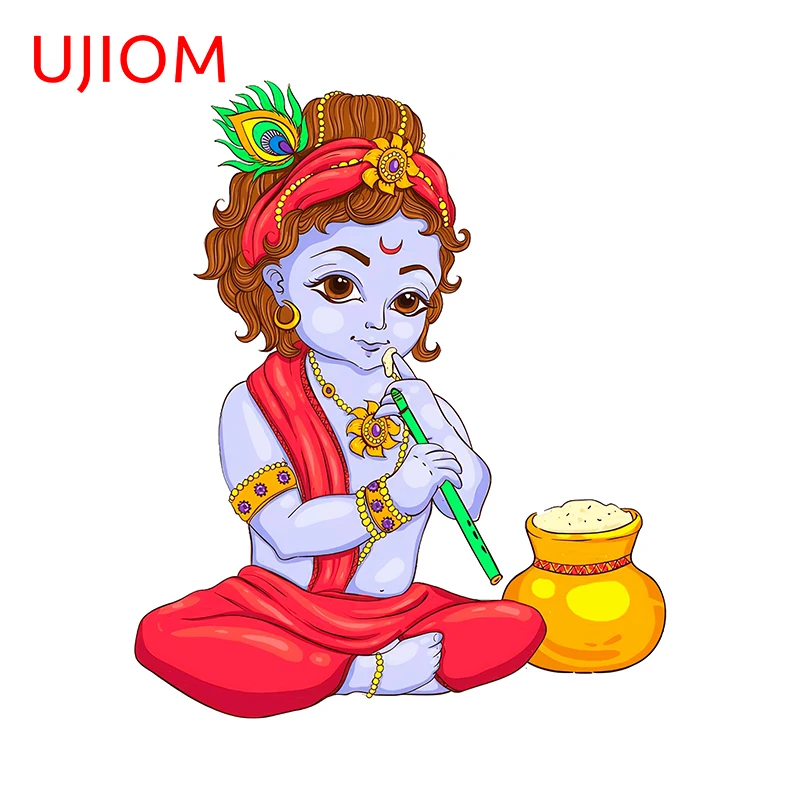 UJIOM 13cm X 10.8cm Popular Lord Krishna Wall Stickers Interesting Bathroom Decal Creative Kitchen Cupboard Waterproof Poster