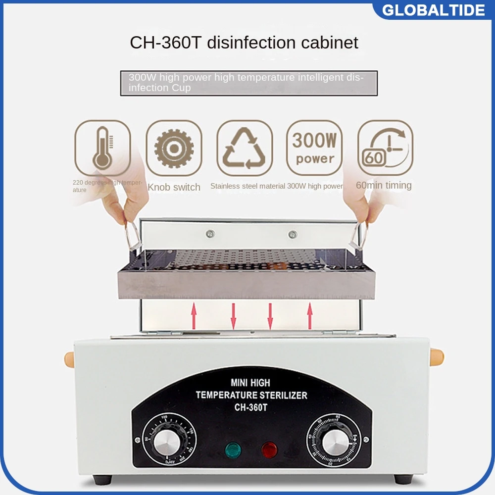 300W sterylizator wysokotemperaturowy pudełko do sterylizacji paznokci sucha szafka do dezynfekcji ciepła do Manicure narzędzia do tatuażu