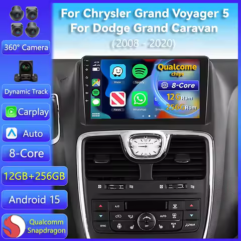 Android 15 Carplay For Chrysler Grand Voyager 5 2011 - 2015 Dodge Grand Caravan 2008-2020 Multimedia Car Radio Player DSP Stereo