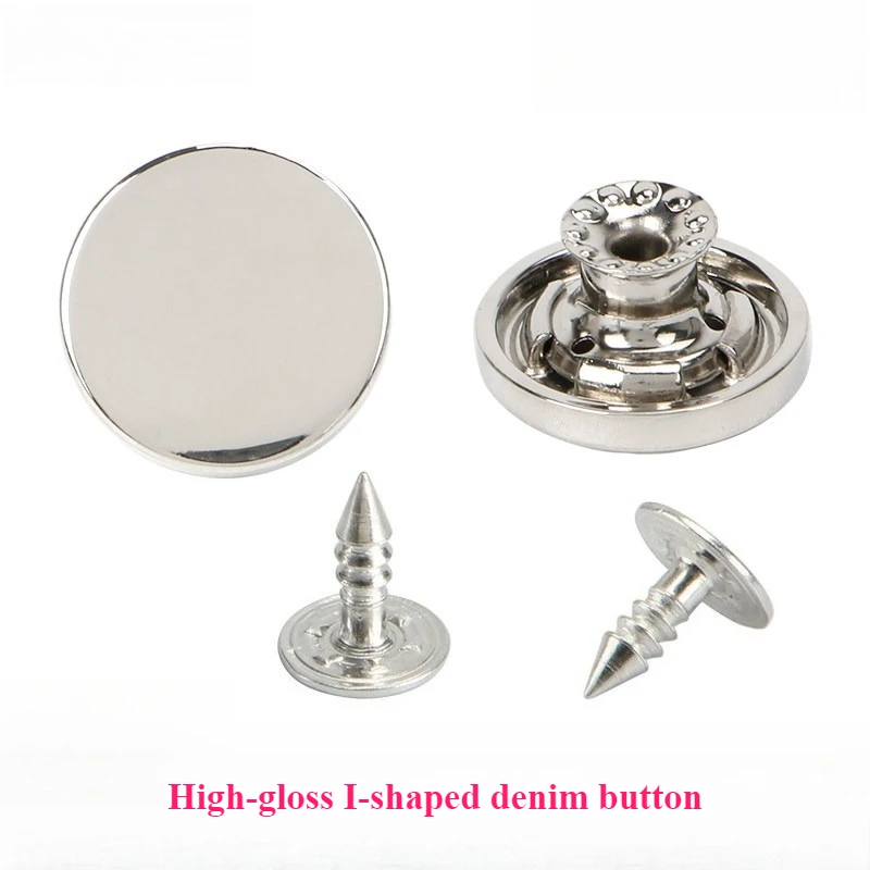 Flat Denim Metal Alloy I-Shaped Buttons for Men, Women, and Children's Tops and Pants—Secure, Non-Slip Clothing Buttons