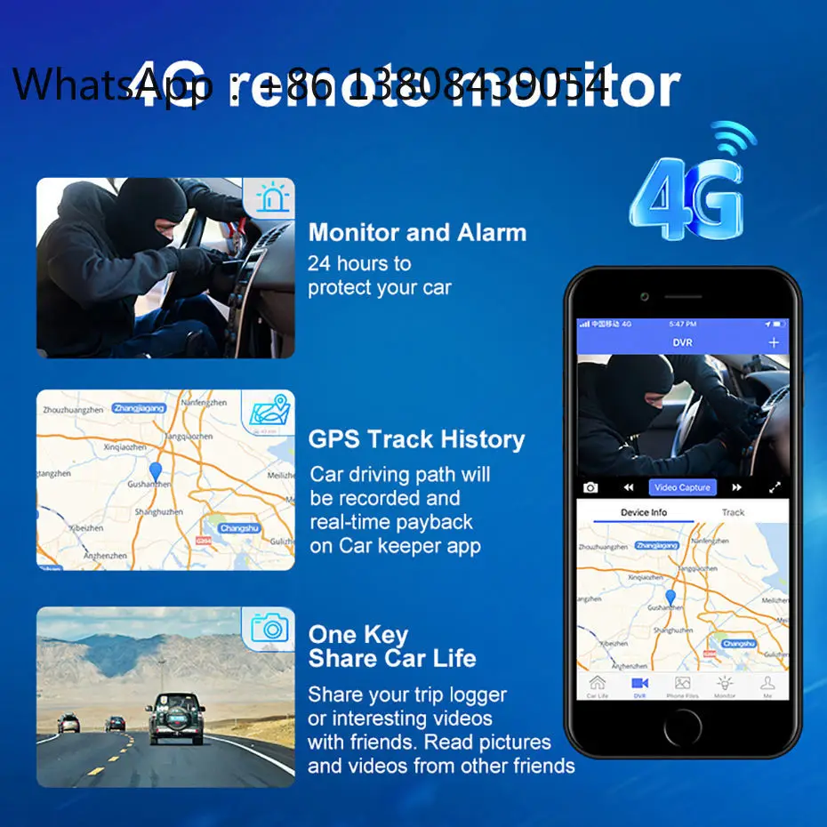 10.26'' Car CarPlay ADAS Android 13.0 GPS Navigation 1080P Dual Lens Rearview Camera Video Recorder 4G WiFi Dashboard 4G+64G view 4