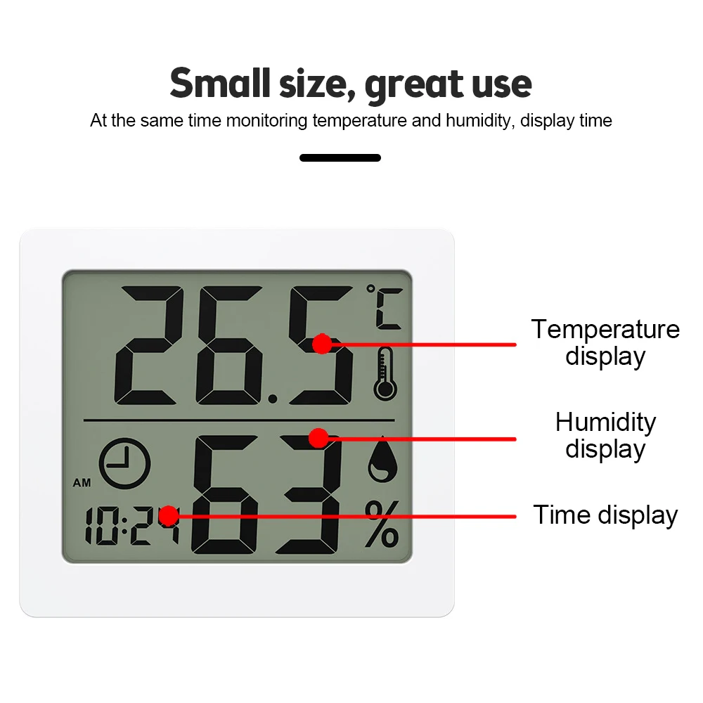 Multifunction Thermometer Hygrometer Automatic Electronic Temperature Humidity Monitor Clock Large LCD Screen Hygrothermograph