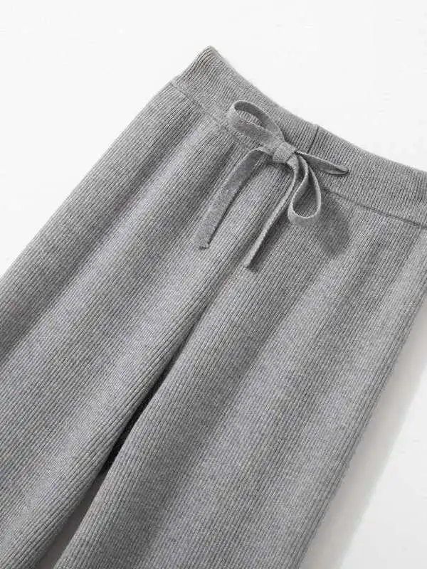 

High Waist Straight Knitted Wideleg Pants for Women Slim Fit Casual Trousers mid Waist PVC Material Other Material 00%