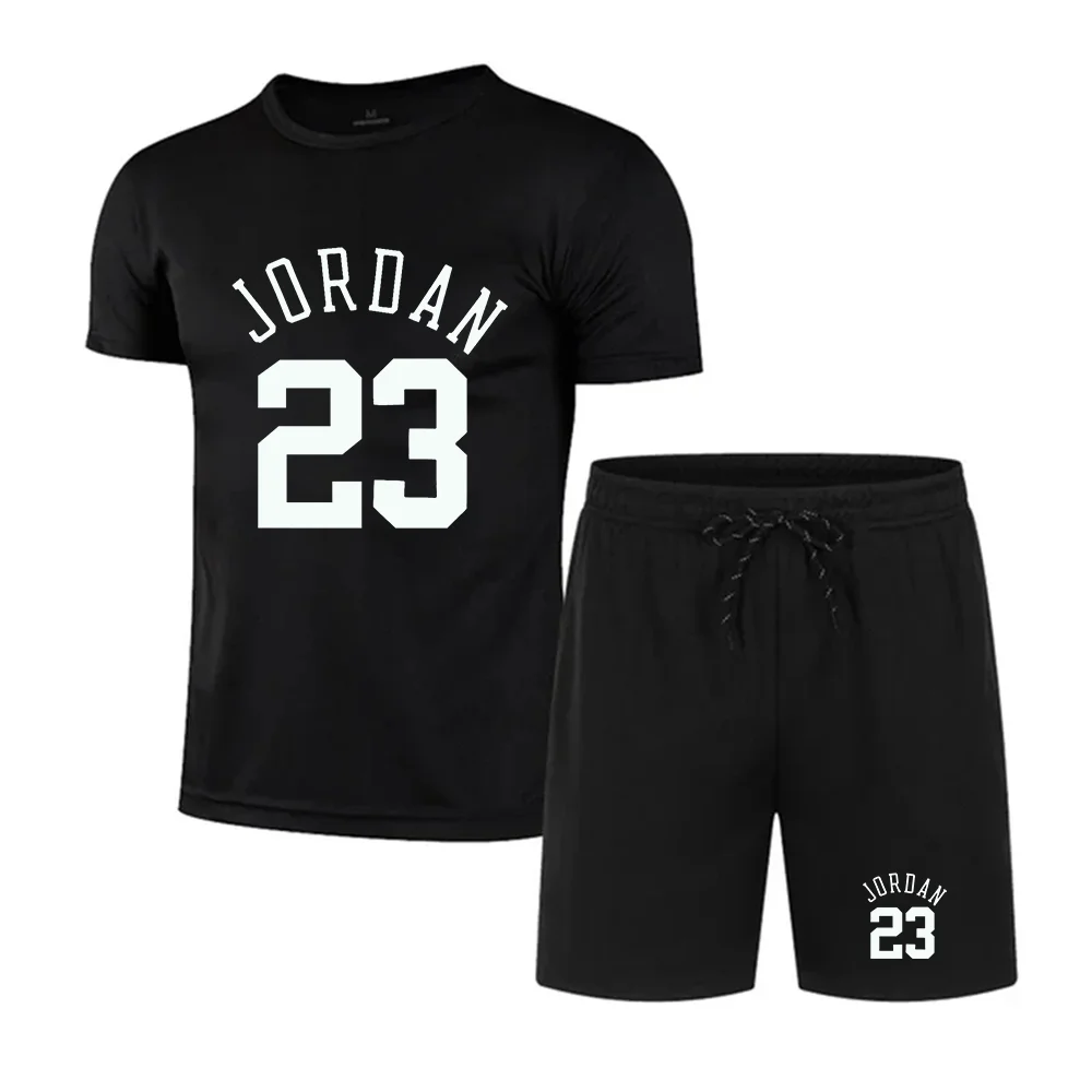 

New men's mesh short sleeve shorts two piece fitness jogging suit Breathable quick drying short sleeve T-shirt top summer
