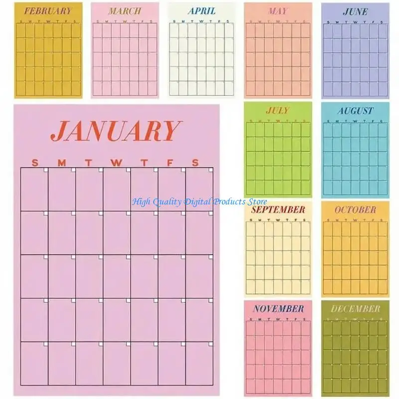 U2JE Monthly Study Calendar Planner Set with Large Writing Blocks for Dorm Walls