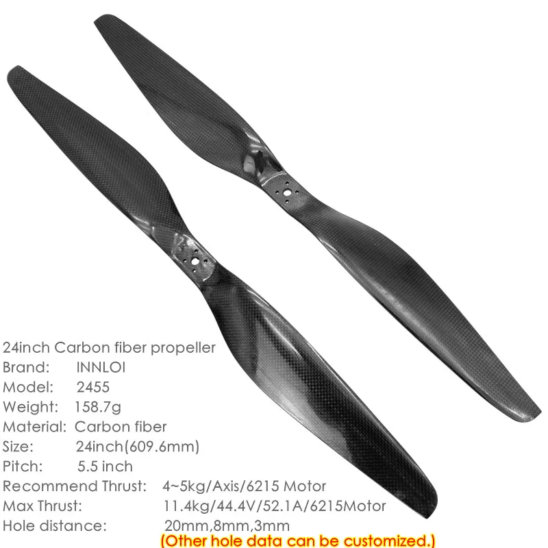 XAERO 24 Zoll 2455 Kohlefaser 2-Blatt-Propeller für 6215 Motor 5kg Nutzlast UAV – Detail 2