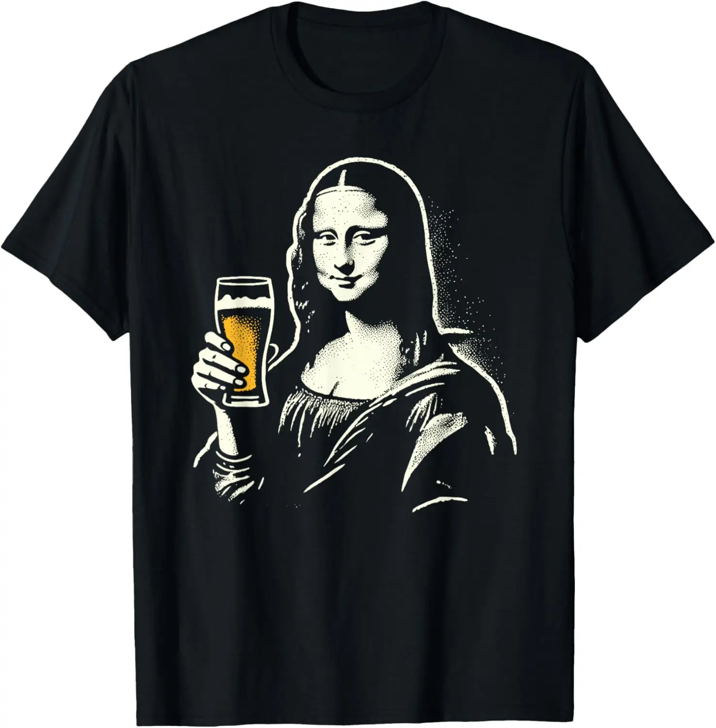 Mona Lisa with Beer Bar Pub Crawl Party Men Women Funny Beer T-Shirt