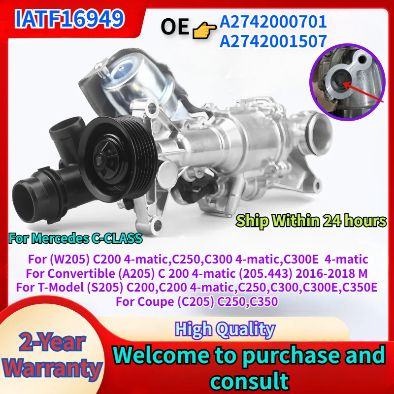 A2742000701 A2742001507 for Mercedes C-Class W205 A205 C205 S205 C200 C250 C300 4-matic C300E C350E Mechanical Water Pump