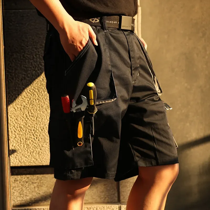 Pantaloni da lavoro corti per l'estate Tasche multifunzionali da uomo Pantaloni corti cargo Uniforme da riparatore Atuo
