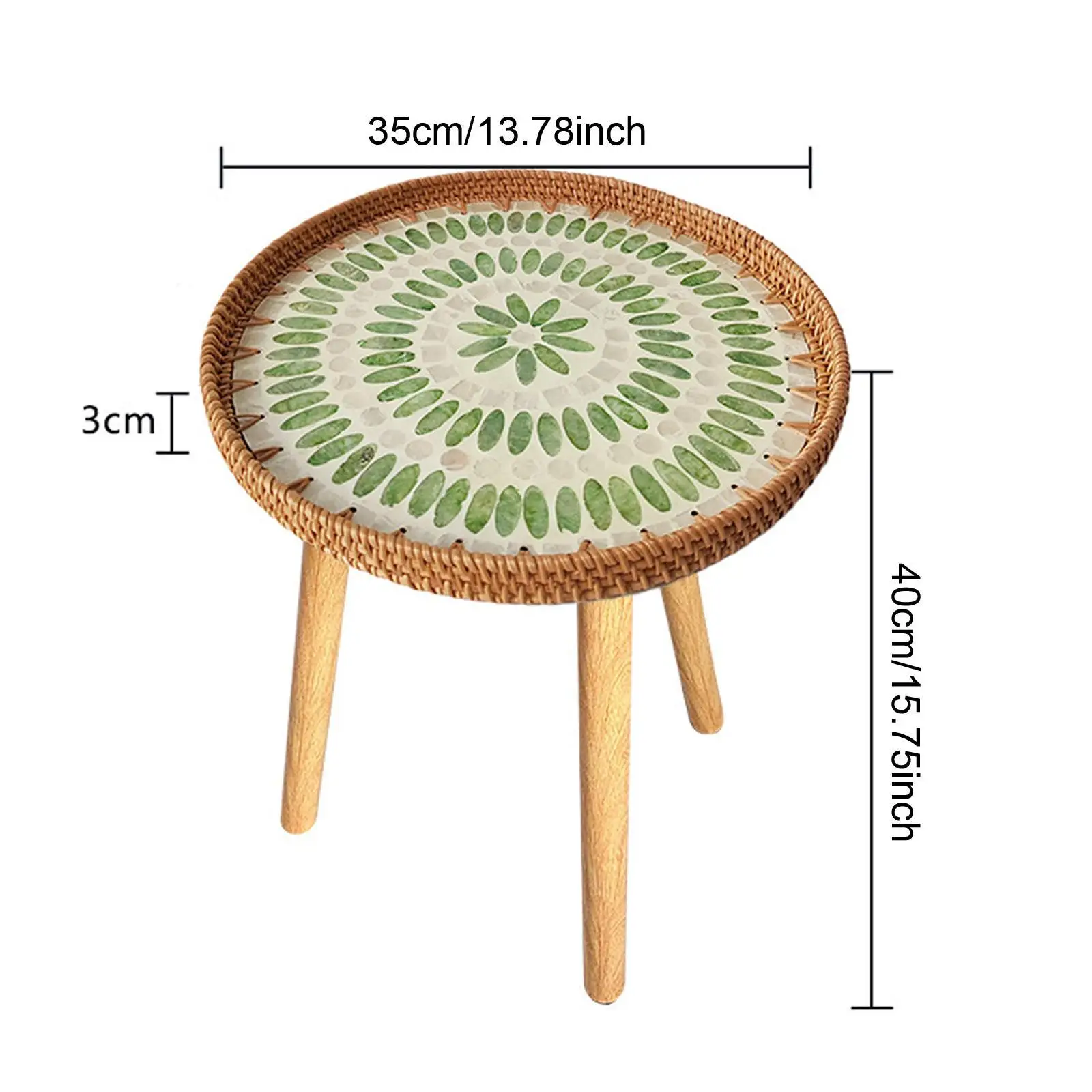 Rattan Table for Plants And Drinks, Versatile Nightstand for Indoor And Outdoor