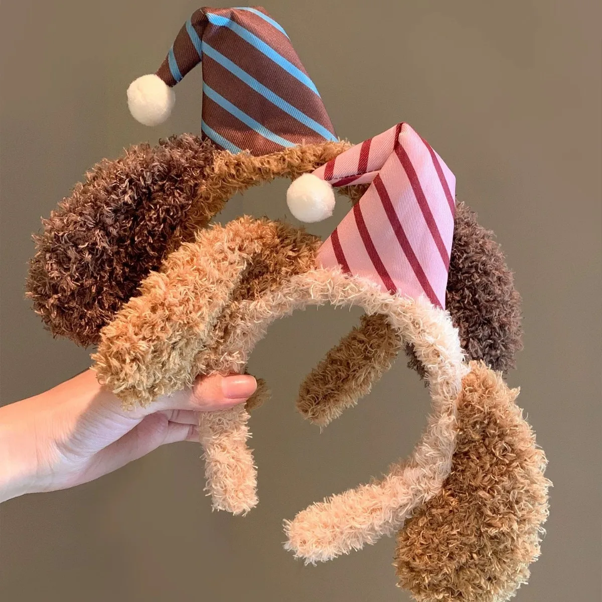 

Cartoon Bow Plush Puppy Ears Hairband Women's Cute Theme Park Makeup Accessory Face Wash Photo Headband