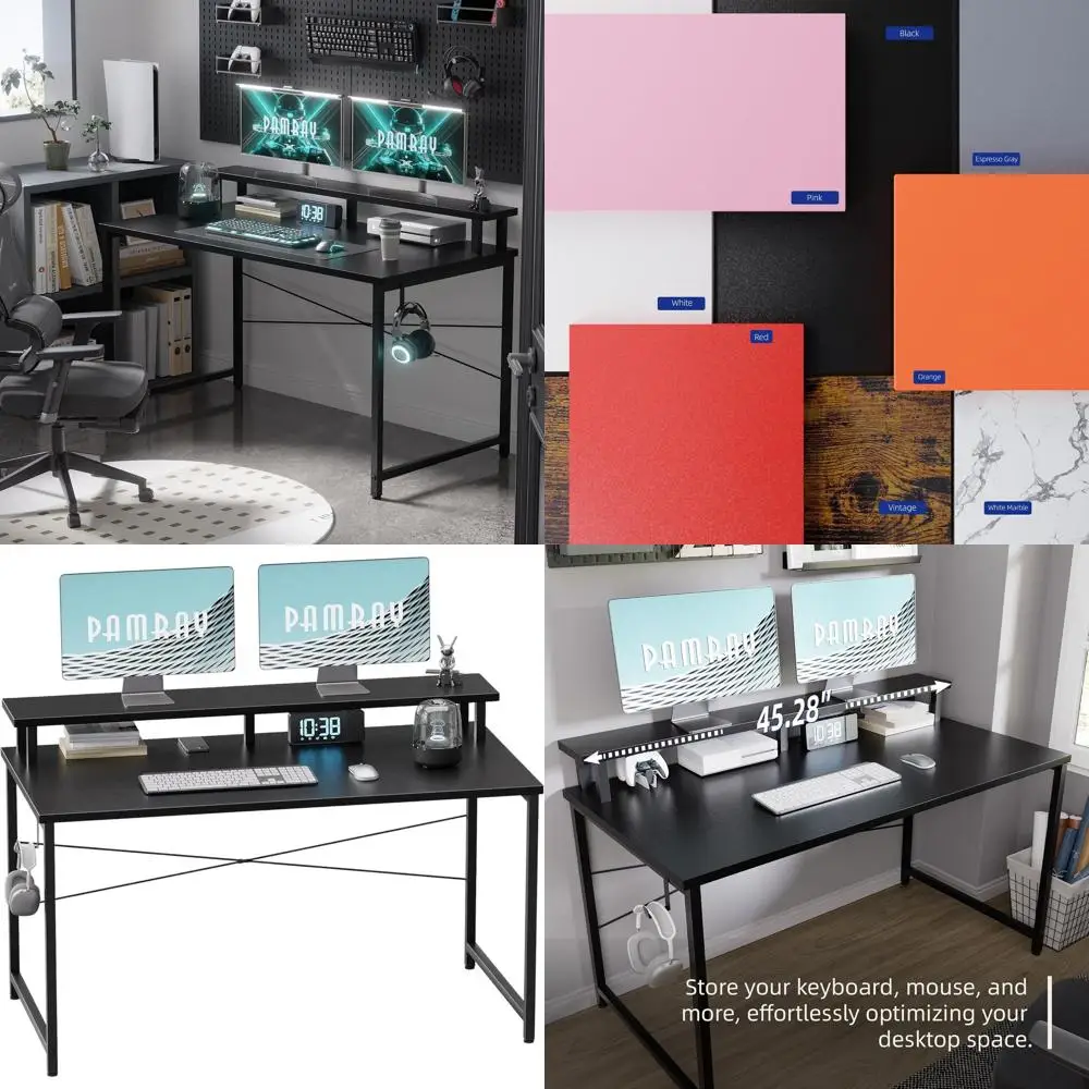 

Compact 47 Computer Desk with Monitor Stand for Small Spaces, Ideal for Kids' Study or Bedroom in Black