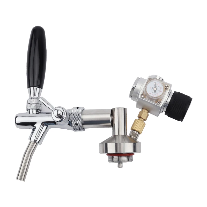 Stainless Steel Mini Keg Tap Dispenser with Adjustable Beer Taps Beer Faucet and Regulator CO2 Charger Kit 0-90 PSI for Beer bar