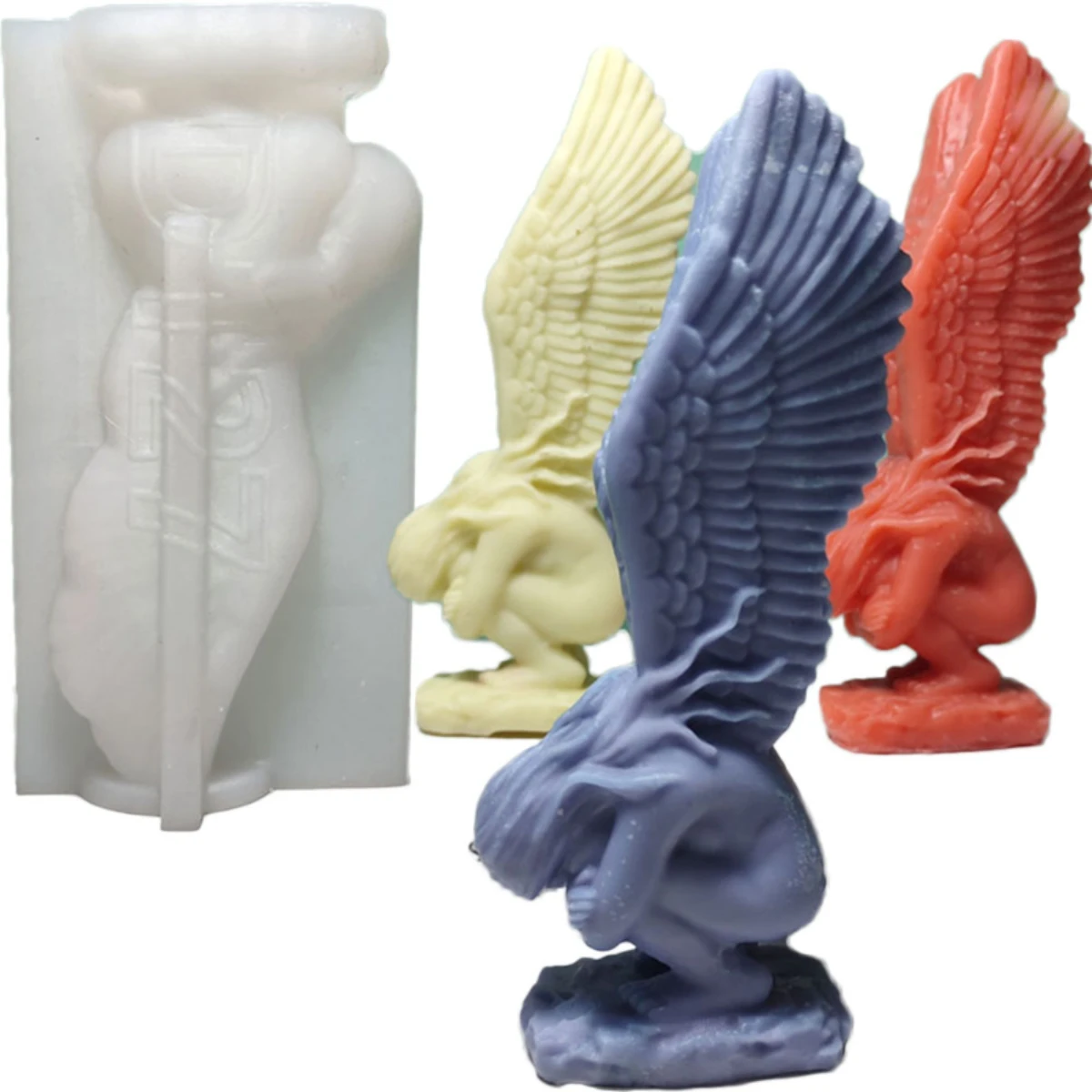 3D Nordic Style Squatting Angel Wings Silicone Candle Mold DIY Human Body Soap Gypsum Making Chocolate Cake Decor Handcraft Gift