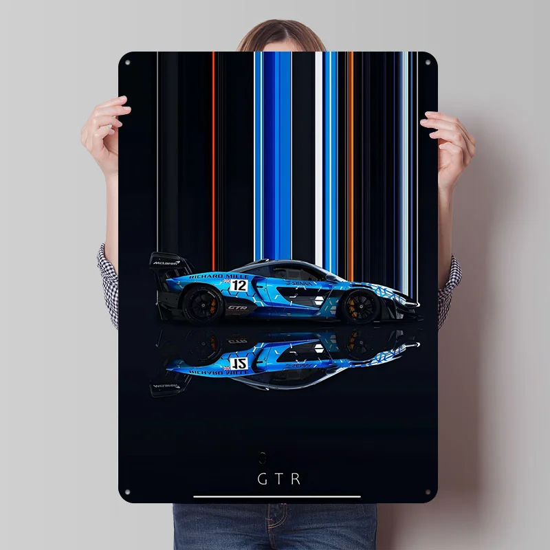 スポーツカー-セナ-gtr-車-プリントポスター-カスタムウォールアート-レトロ-ヴィンテージ-メタルティンサイン-ガレージ-ゲームルーム装飾-快適な雰囲気