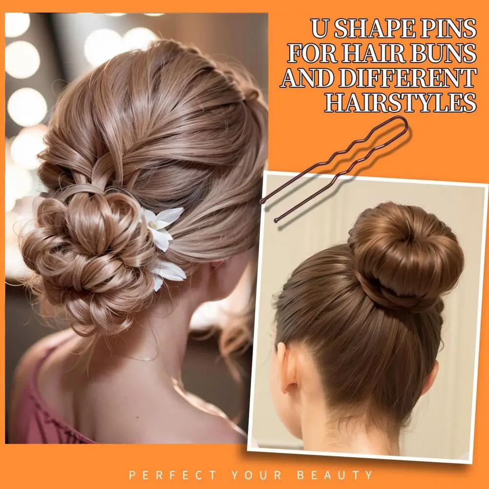 300Pcs Set Hair Pins Kit Buns Brown U Shape Pins Hair Ties Set Easy Storage Metal Clips Hairpin Box Weddings Parties Daily Wear