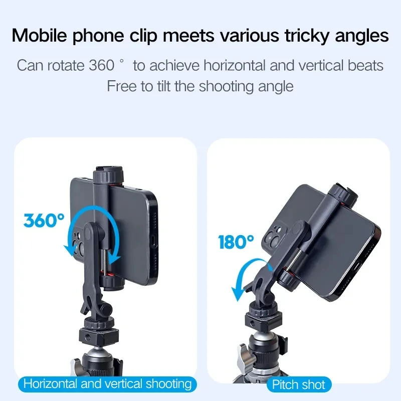 Cimapro CP10 360Rotating Horizontal Vertical Shoot Phone Holder Cold Shoe Phone Clip for Camera Video Tripod Mount Fixed Bracket