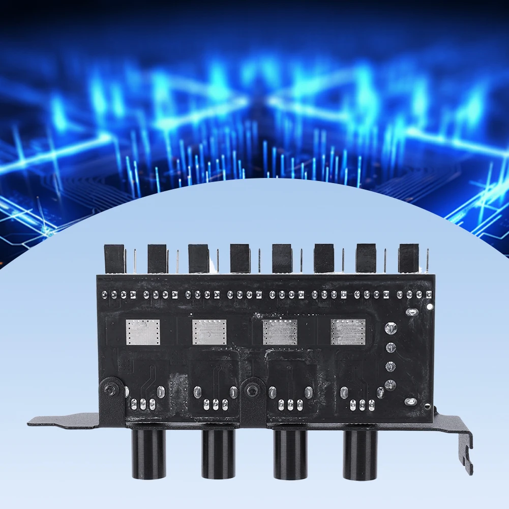12V Computer Case Fan Hub Regulator 8 Channel 4 Knob SATA/4Pin Cooling Fan Speed Controller for CPU Chassis Computer PC Case