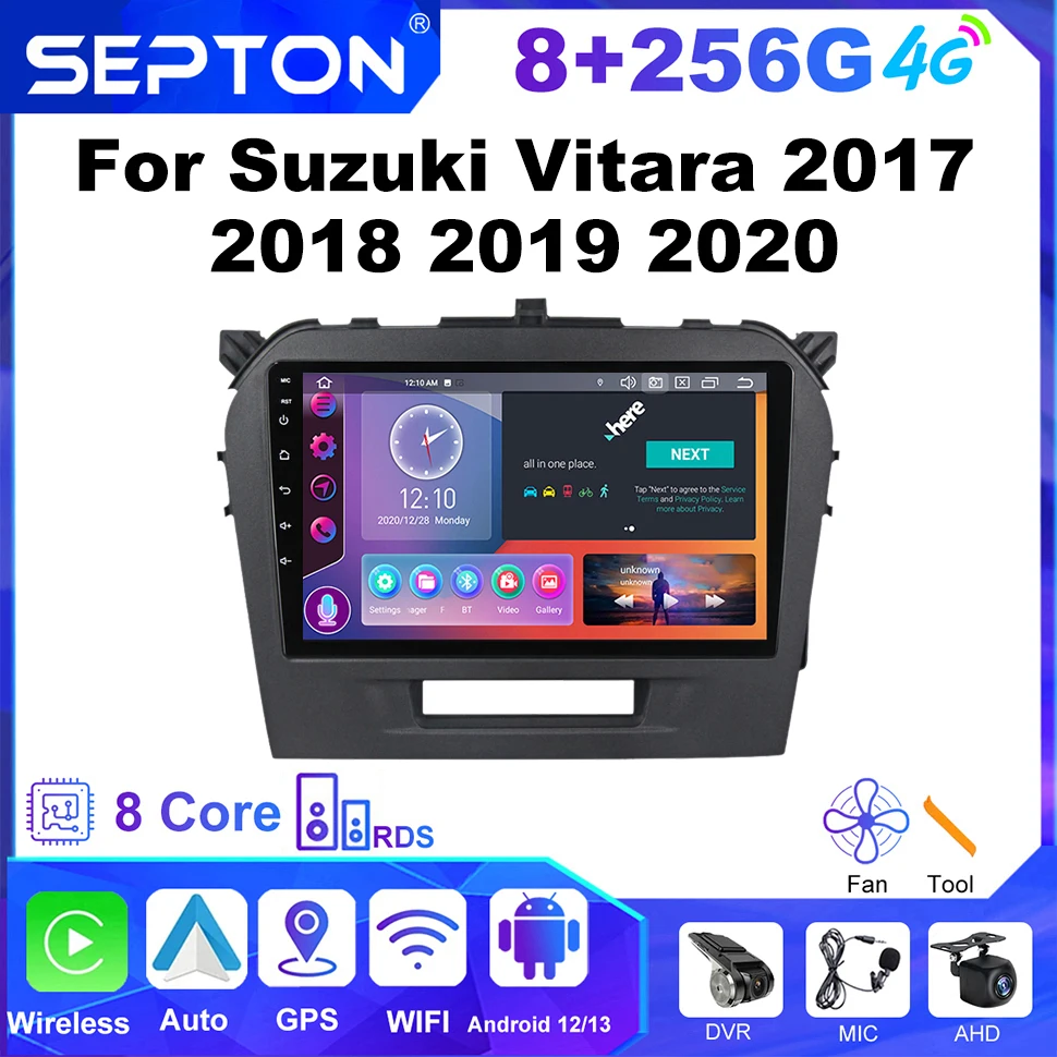 

SEPTON Android Car Radio for Suzuki Vitara 2017 2018 2019 2020 4G CarPlay WIFI BT GPS 8Core 8+256G Autoradio Car Stereo Player