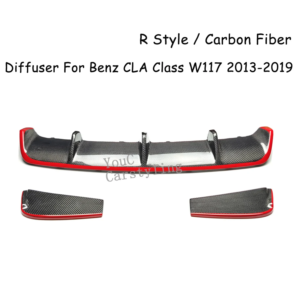 W117 Carbon Fiber Rear Bumper Diffuser Lip for Mercedes CLA Class W117 A117 C117 2013-2019 CLA180 CLA200 CLA250 CLA45 AMG