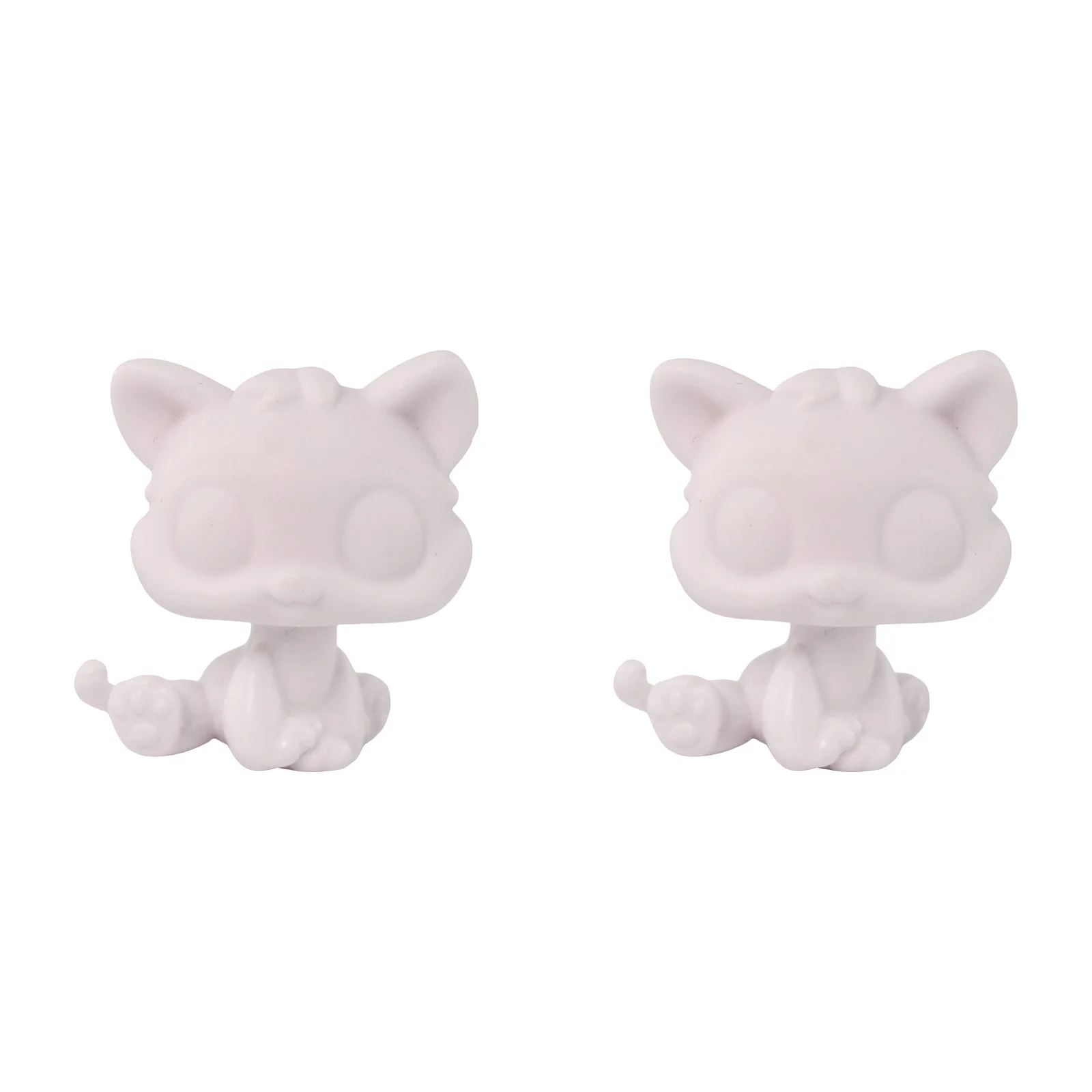 2 Pcs Minilpsshop White Base Pet Toy Shorthair Cat Wolfcat Collie Great Dane Dachshund Husky Deer Figure Kids Gift for LPS image 3