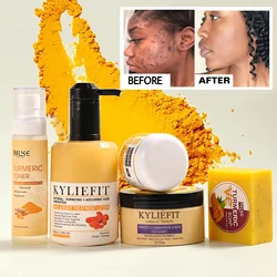 AILKE Organic Turmeric Skin Care Set, Brighten, Cleaning Skin, Remove Acne,Pimples, Whitening, Even Skin Tone, Improve Dry Skin