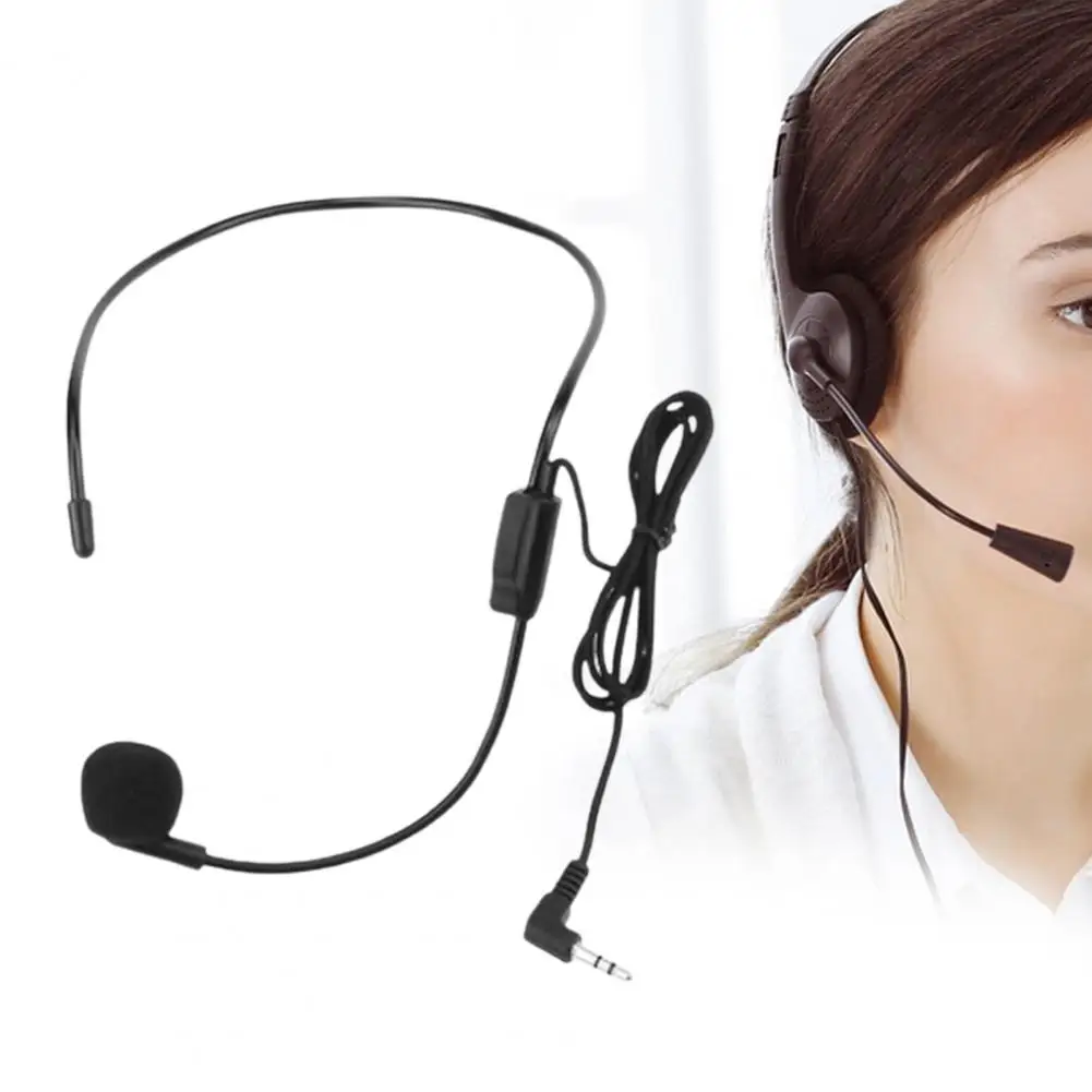 Wired Microphone Headset 3.5mm Clear Sound Plug And Play Adjustable Angle Lectures Microphone  for Conference Speech Teaching