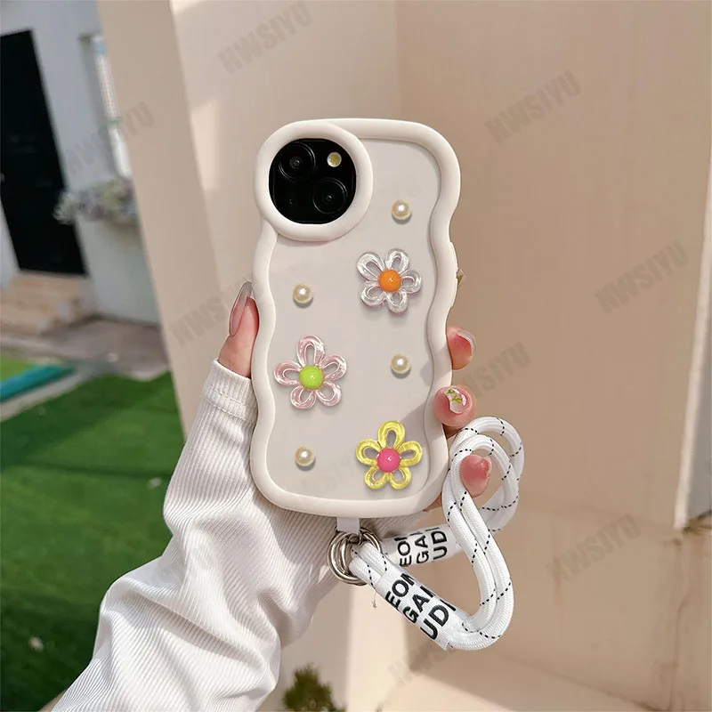 ثلاثية الأبعاد لؤلؤة الزهور موجة الحبل جراب هاتف ل OnePlus 13 12 12R 11 11R 10R 9R 8T 7 Pro 7T Plus 6 6T 5G 4G لينة الغطاء الخلفي