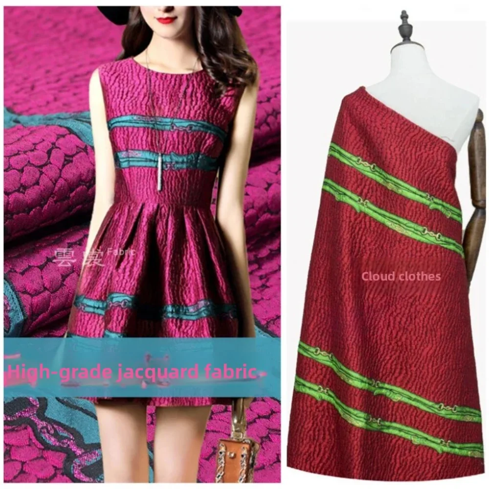 Yarn Dyed Jacquard Fabric Spring Autumn Winter Dress Windbreaker Coat Clothing European Brand Fashion Design Sew Cloth by Meter