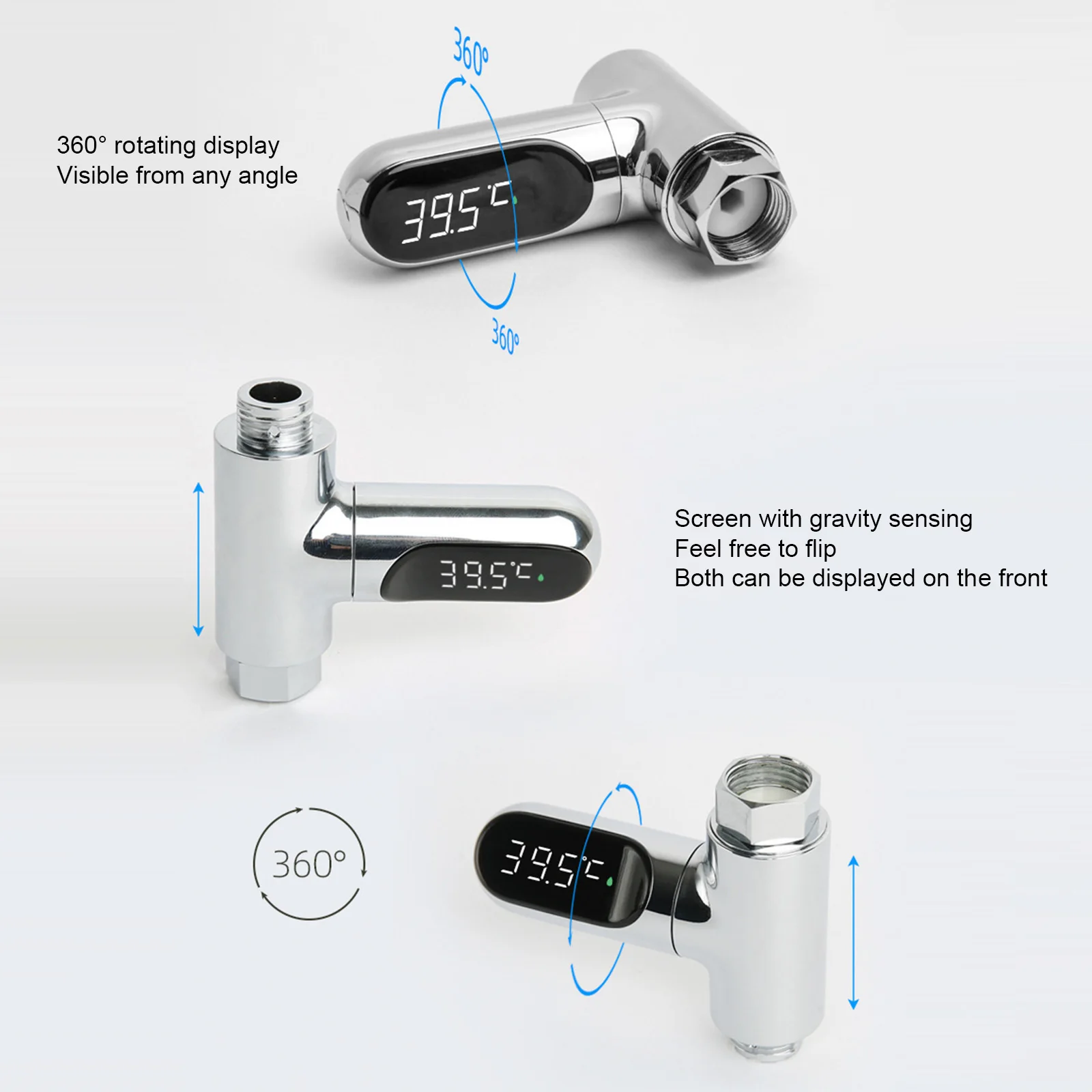 Thermostatic Shower Set With LED Screen Temperature Display Shower Self-Generating Water Temperature Smart Meter Thermometer