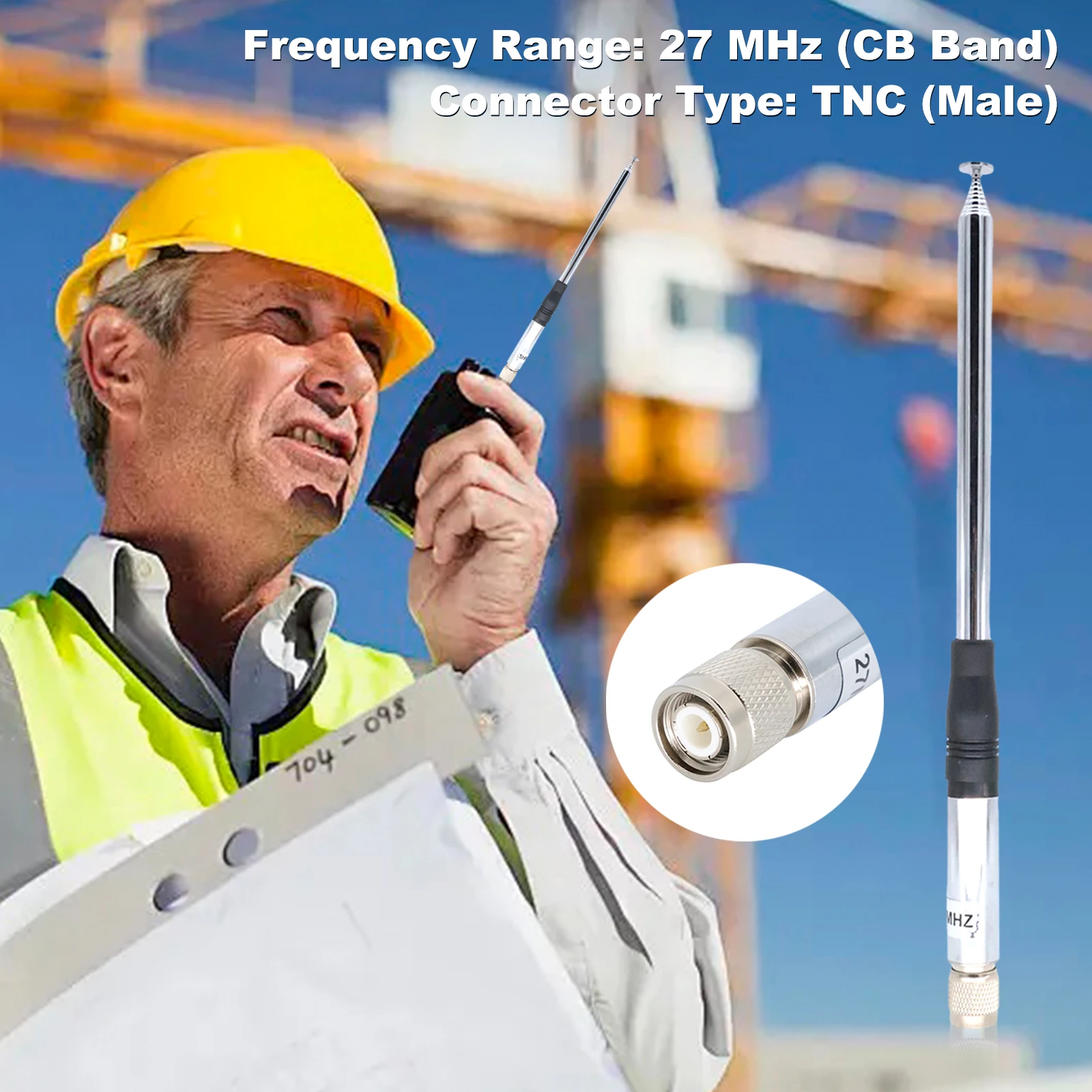 27 MHz 9 Zoll bis 51 Zoll Teleskop-/Stabantennen TNC-Anschluss CB-Radioantenne für CB-Hand-/tragbares Radio