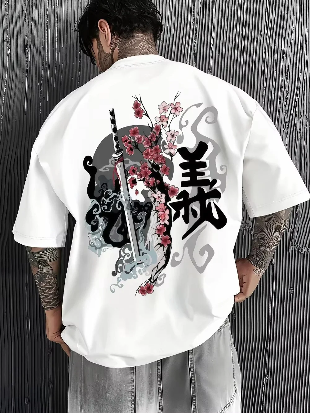 Y2K Sword Knife Cherry Blossom Pattern 3D Print Breatha Quick-dry Men's Large-sized T-shirt Outdoor Sports Parent-child Clothing