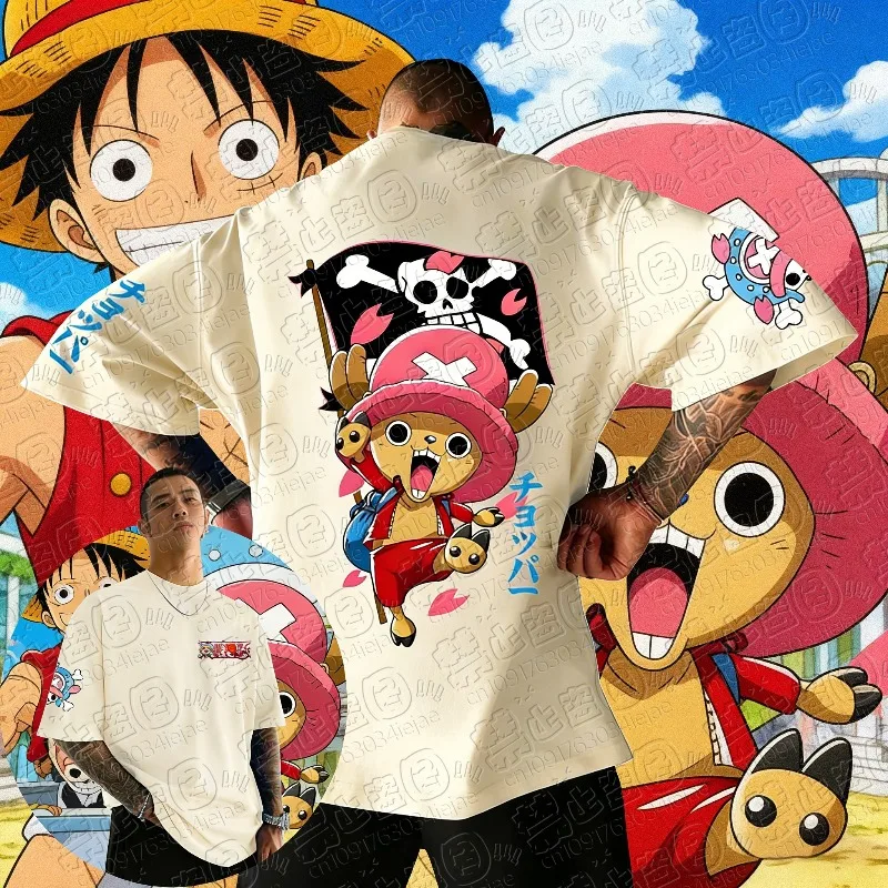 

Unisex Cotton T-shirt ONE PIECE Tony Tony Chopper 2026 Summer Harajuku Anime Printed Large Loose Parent Child Short Sleeve