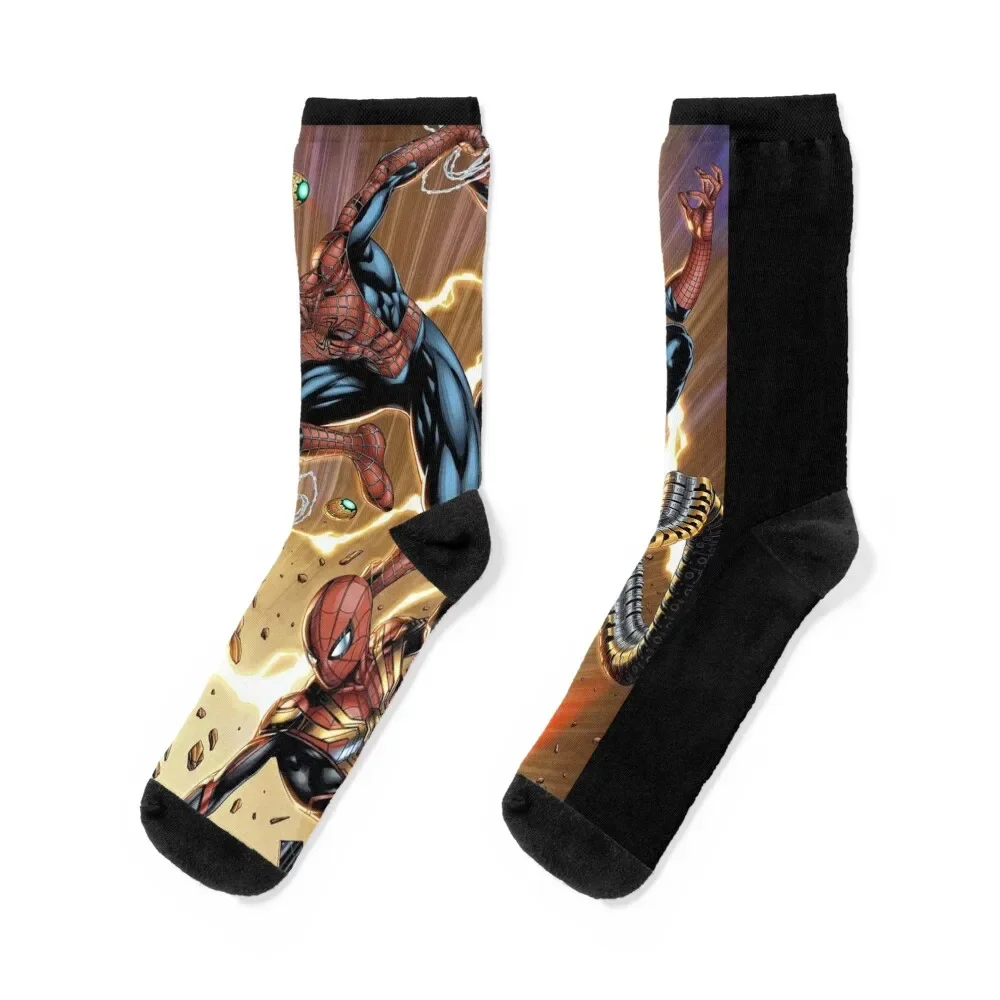 Three Spideys Octavius vs Green Goblin calcetines deportivos con punta de color, marca de diseñador, hombre y mujer