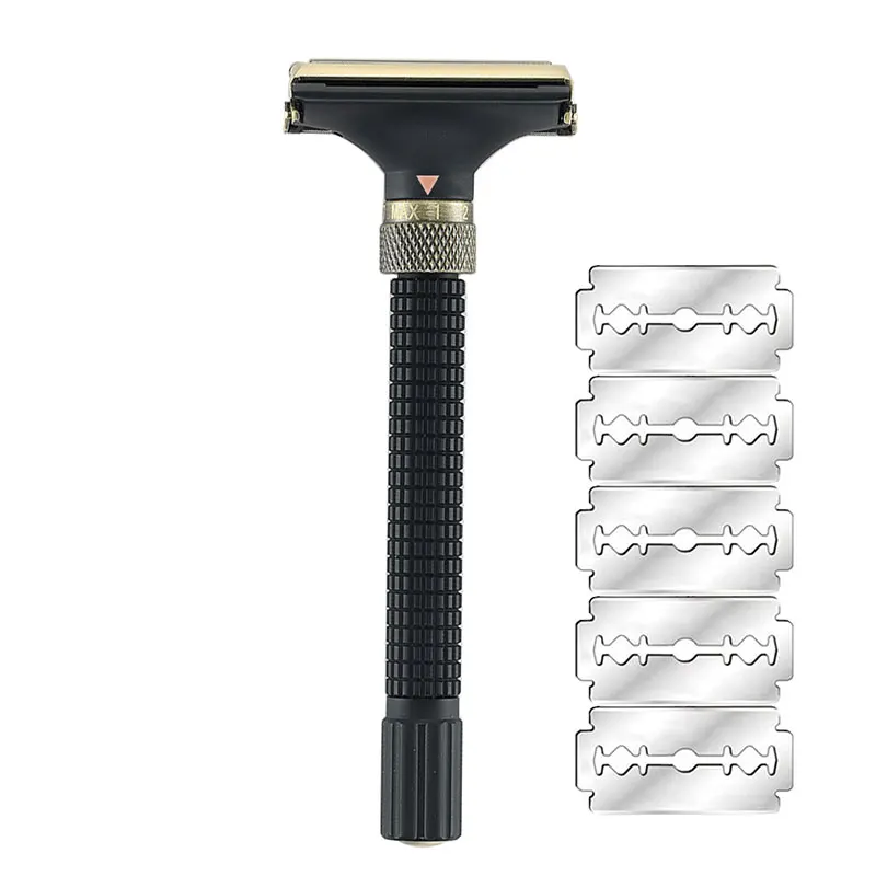 YINTAL Adjustable Butterfly Open Double Edge Safety Razor 3 Colors Brass Long Handle Razors