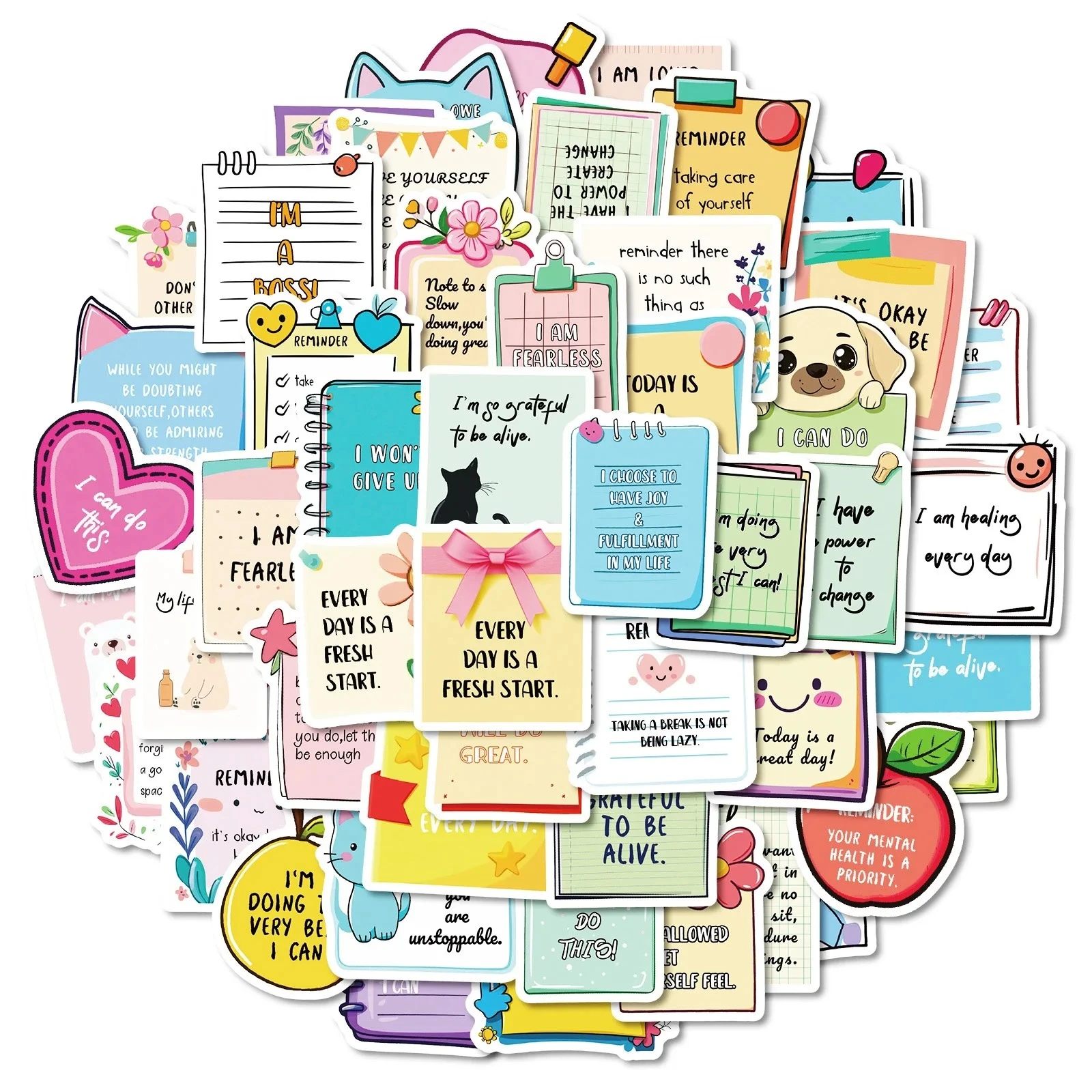 50pcs Inspirational Words Text Reminder Stickers Motivational Life Quotes Decals DIY Laptop Study Room Scrapbooking Sticker