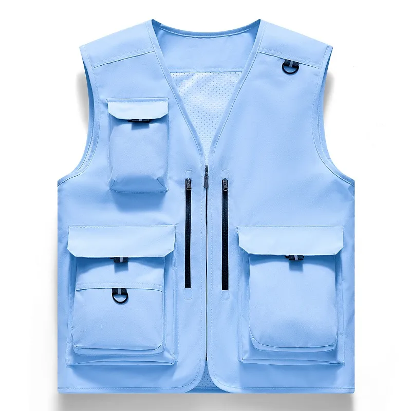 

Новый мужской жилет без рукавов для активного отдыха, рыбалки и спорта, с воротником-стойкой, функциональный, с множеством карманов, для журналистов и рабочих.