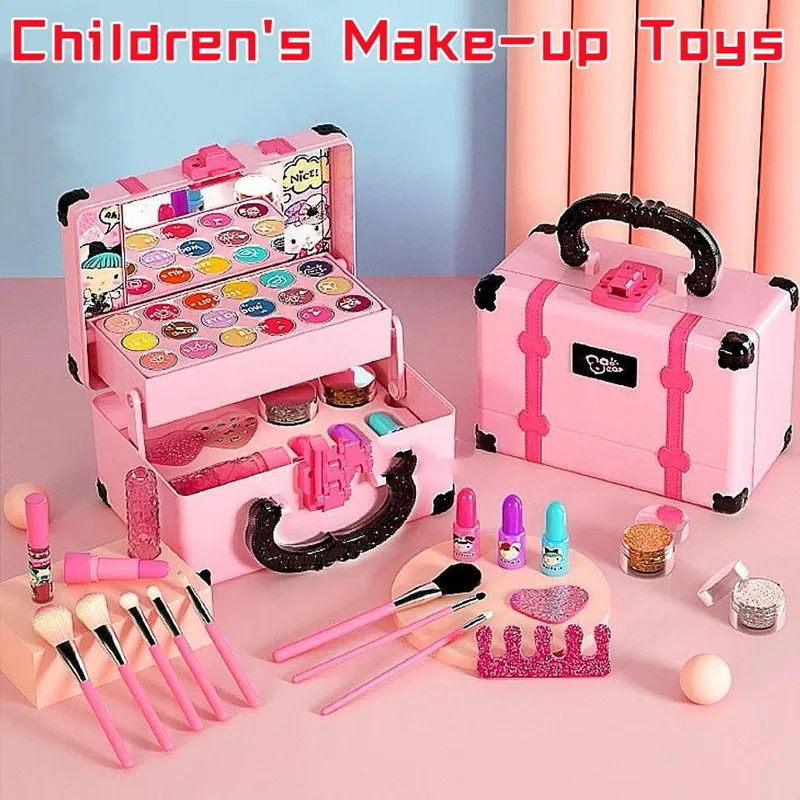 Girls Makeup Kit Pretend Play Make Up Toy Set Non Toxic Cosmetics Toys Kids Learning Educational Toys for Princess Birthday Gift