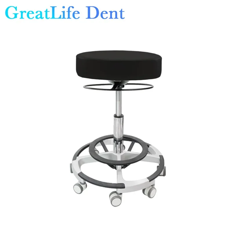 GreatLife Dental Ergonomic Beauty Salon ตัดผม Tattoo PU อานเท้าเหยียบยกหมุนปรับ Mute ล้อ Doctor เก้าอี้