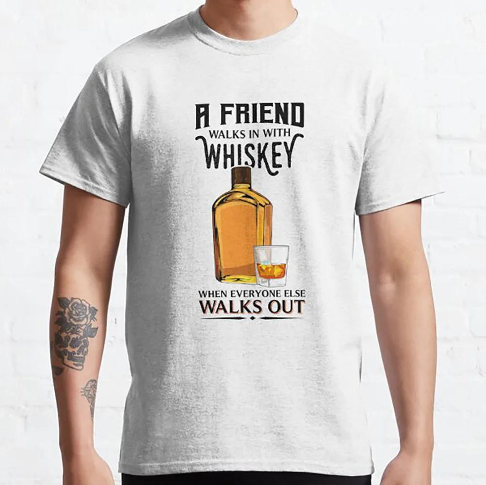

Funny Whiskey Lover Bourbon Scotch Gift Classic T-Shirt 100% cotton printed Graphic clothes Large size Tops S-XL