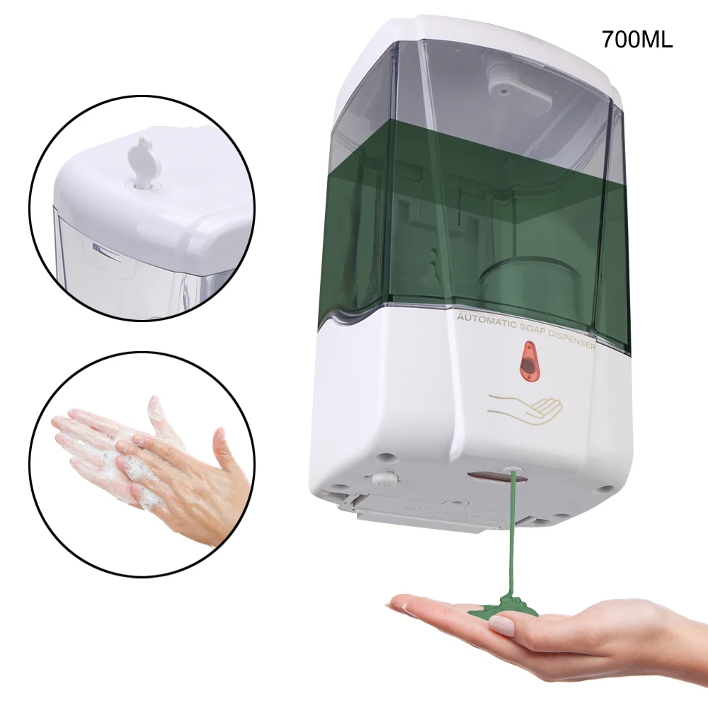 700Ml สำหรับห้องครัวห้องน้ำ Touch โลชั่นปั๊ม Touchless Liquid Wall-Mount อัตโนมัติเซ็นเซอร์อินฟาเรดเครื่องจ่ายสบู่เหลว