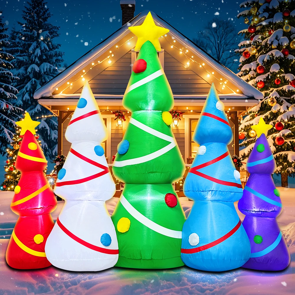 Santa Claus Merry Christmas Tree Sleigh Arch Home Outdoor Inflatable Decoration LED Light New Year Garden Party Decor Gifts