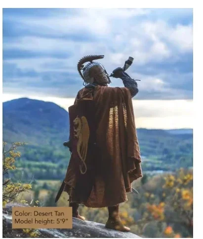 LisdinoL'VOW Middeleeuwse capuchonmantel Linnen Renaissance Cape met capuchon - Halloween Hobbit Cosplay Heks Tovenaar LARP - afbeelding 1