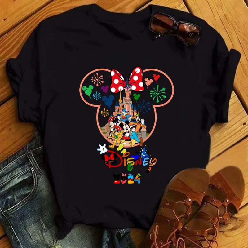 Disney Trip 2024 Fashion Women T-Shirt Funny Mickey Minnie Tshirts Female Disneyland Vacation Tees Tops