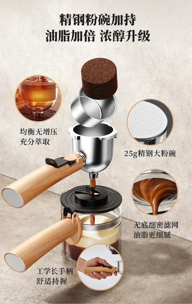 Coffee machine household small Italian semi-automatic office all-in-one machine American hand grinding coffee pot