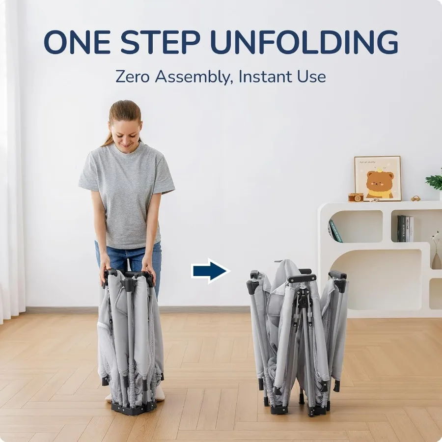 روضة أطفال قابلة للطي روضة أطفال محمولة للأطفال والرضع مقاس 50 * 50 بوصة قلم لعب للسفر مع 4 مقابض حقيبة حمل خفيفة الوزن