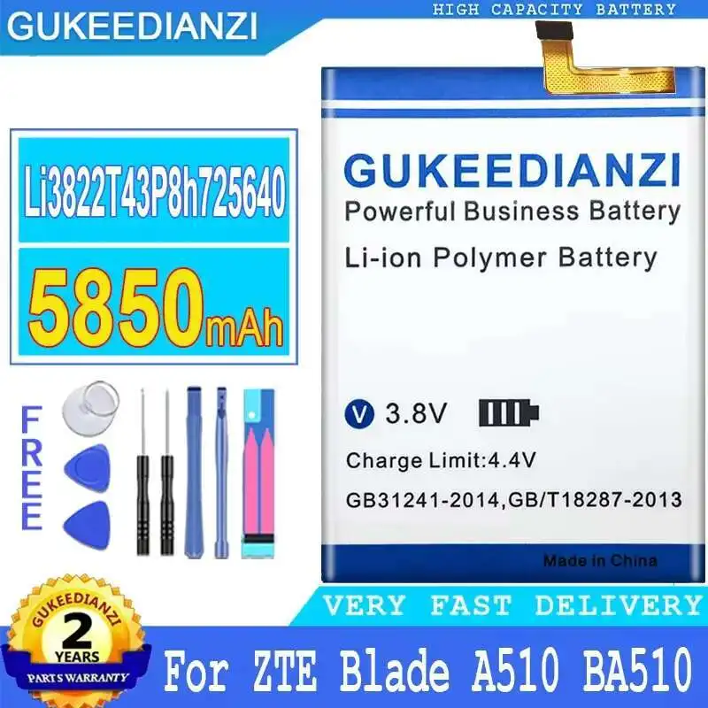 

Li3822T43P8h725640 для Zte Blade A510 BA510 5850 мАч надежная мощность высокопроизводительный аккумулятор для мобильного телефона