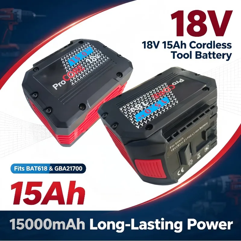 18V 15Ah Lithium Batterij, Procore Vervangende Batterij voor Draadloze Gereedschappen BAT618 GBA21700