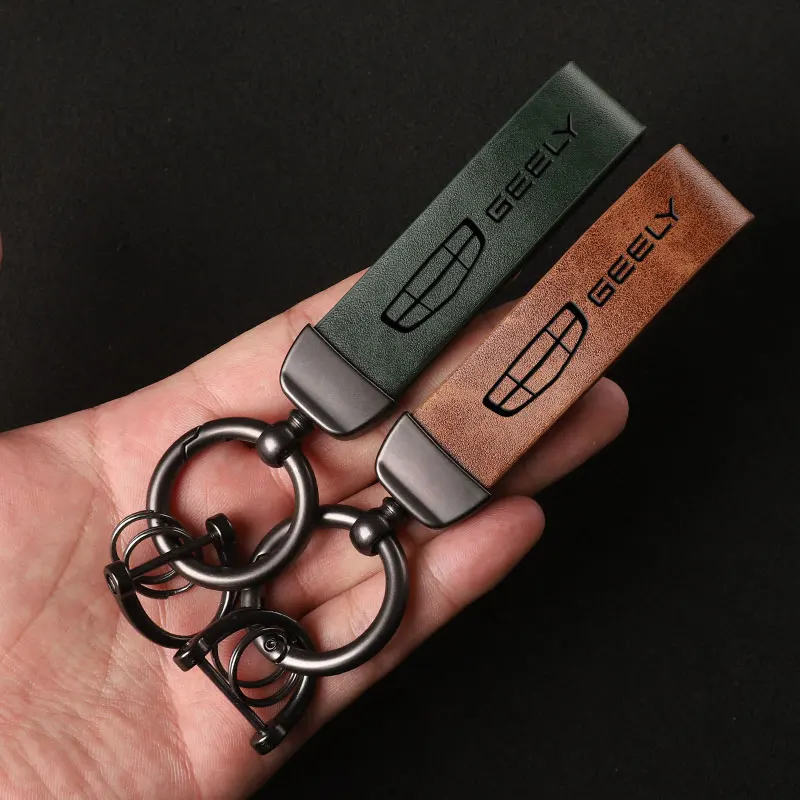 Luxury Genuine Leather Keychain Car Key Ring Holder Jewelry Custom Gift For Suzuki Mitsubishi Car Accessories